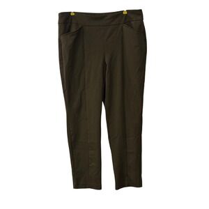 Chicos So Slimming Pull On Pants Olive Green Straight Leg Stretch Size 3 Regular